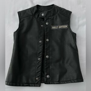 Harley Davidson, kids, faux leather vest
